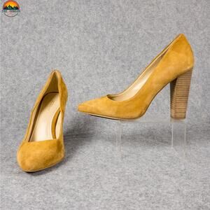 BCBGeneration Clarice Pump Block Heels Yellow Leather Women's Size 8 M